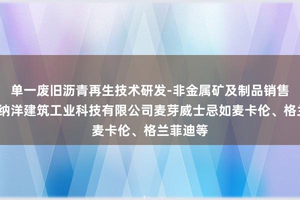 单一废旧沥青再生技术研发-非金属矿及制品销售-温岭市纳洋建筑工业科技有限公司麦芽威士忌如麦卡伦、格兰菲迪等