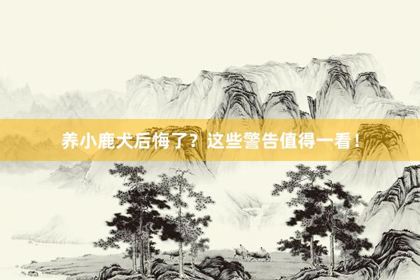 养小鹿犬后悔了？这些警告值得一看！
